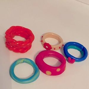 5 handmade clay rings